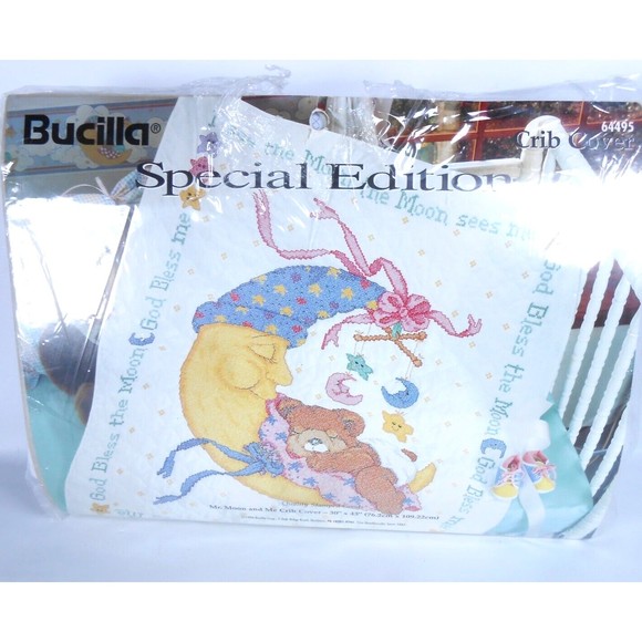Bucilla Other - 1996 Bucilla Crib Cover Quilt Kit #64495 Special Edition Mr Moon and Me 30x43